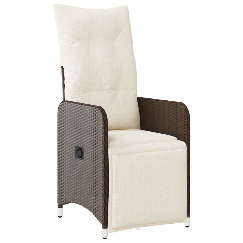 5-delige Bistroset met kussens poly rattan bruin