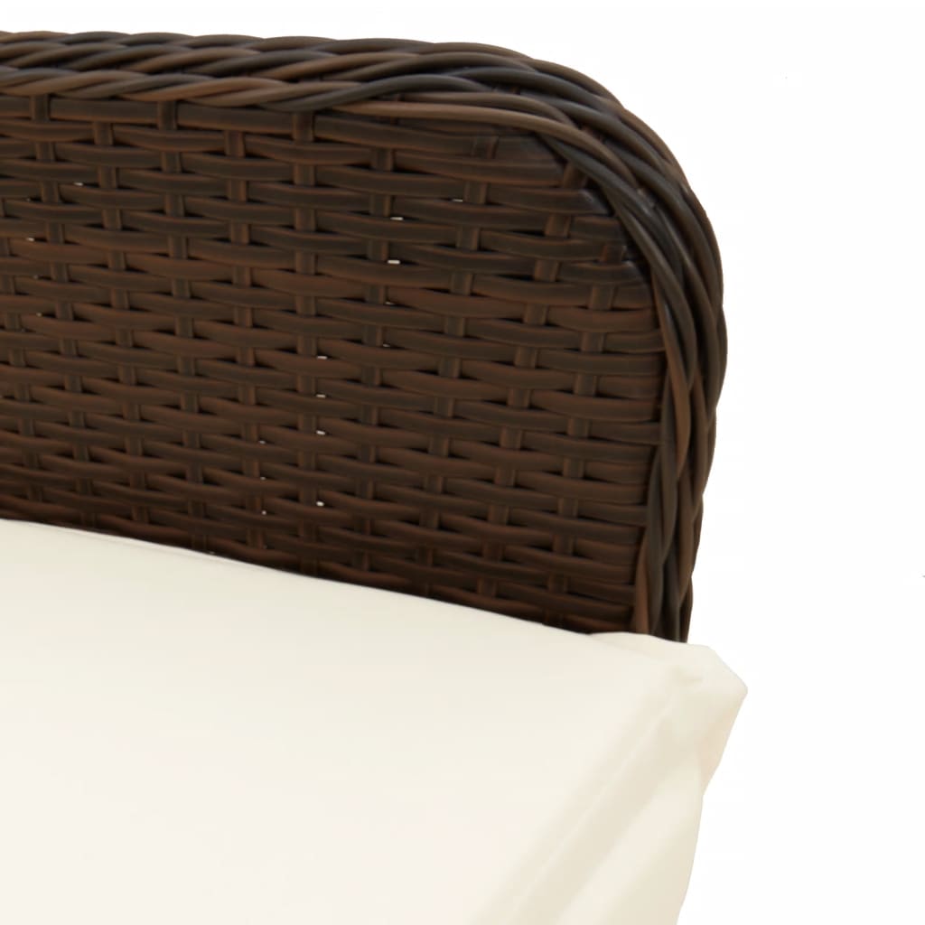 5-delige Bistroset met kussens poly rattan bruin