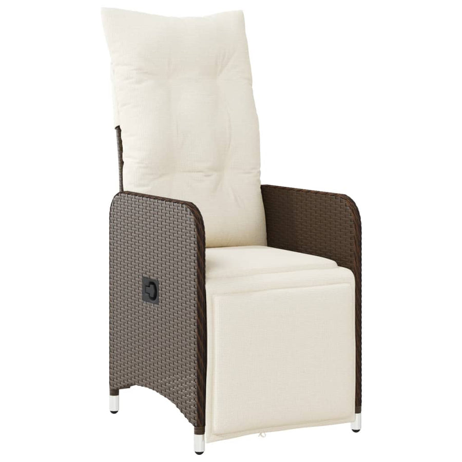 5-delige Bistroset met kussens poly rattan bruin