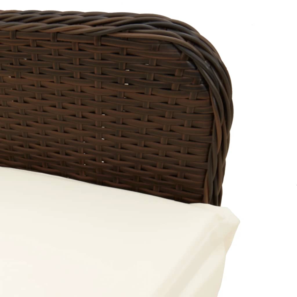 5-delige Bistroset met kussens poly rattan bruin