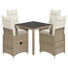 5-delige Bistroset met kussens poly rattan bruin