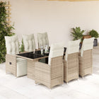 7-delige Bistroset met kussens poly rattan bruin