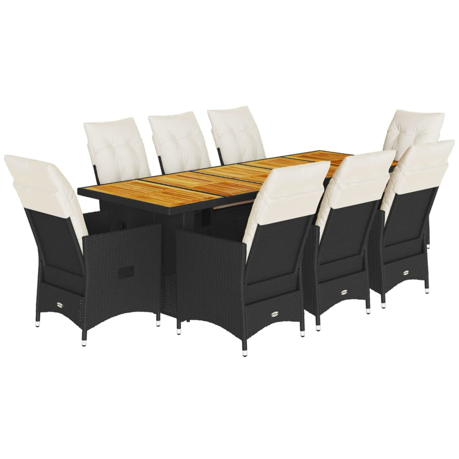 9-Delige Bistroset Met Kussens Poly Rattan Zwart 8