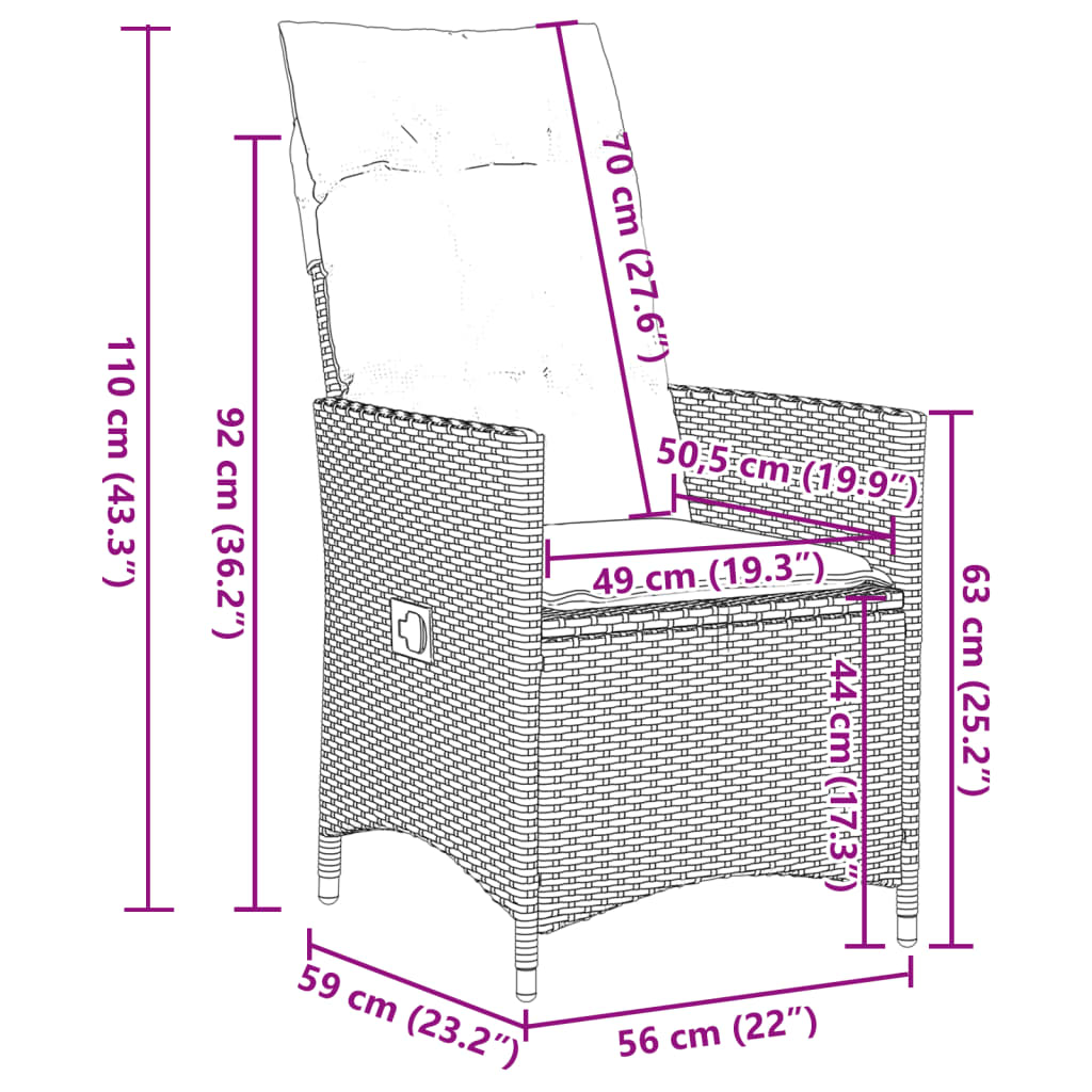 11-Delige Bistroset Met Kussens Poly Rattan Zwart 10