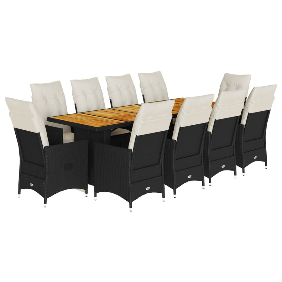 11-Delige Bistroset Met Kussens Poly Rattan Zwart 10