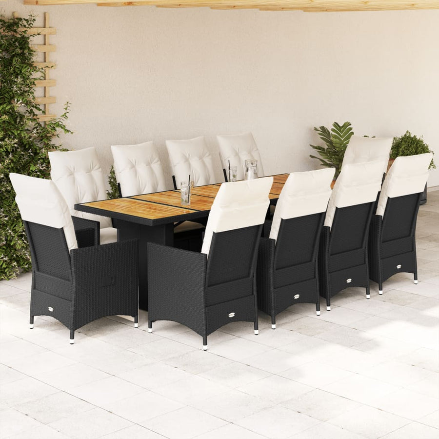 11-Delige Bistroset Met Kussens Poly Rattan Zwart 10
