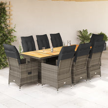 9-Delige Bistroset Met Kussens Poly Rattan Grijs 8