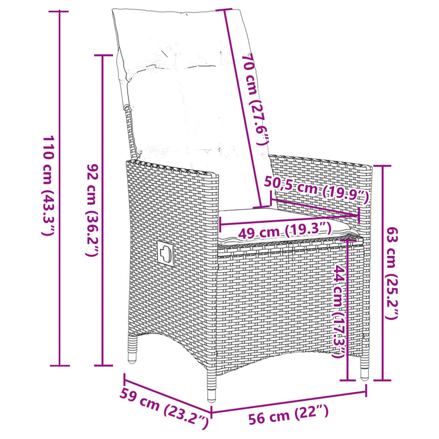 11-Delige Bistroset Met Kussens Poly Rattan Grijs 10