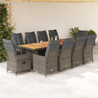 11-Delige Bistroset Met Kussens Poly Rattan Grijs 10