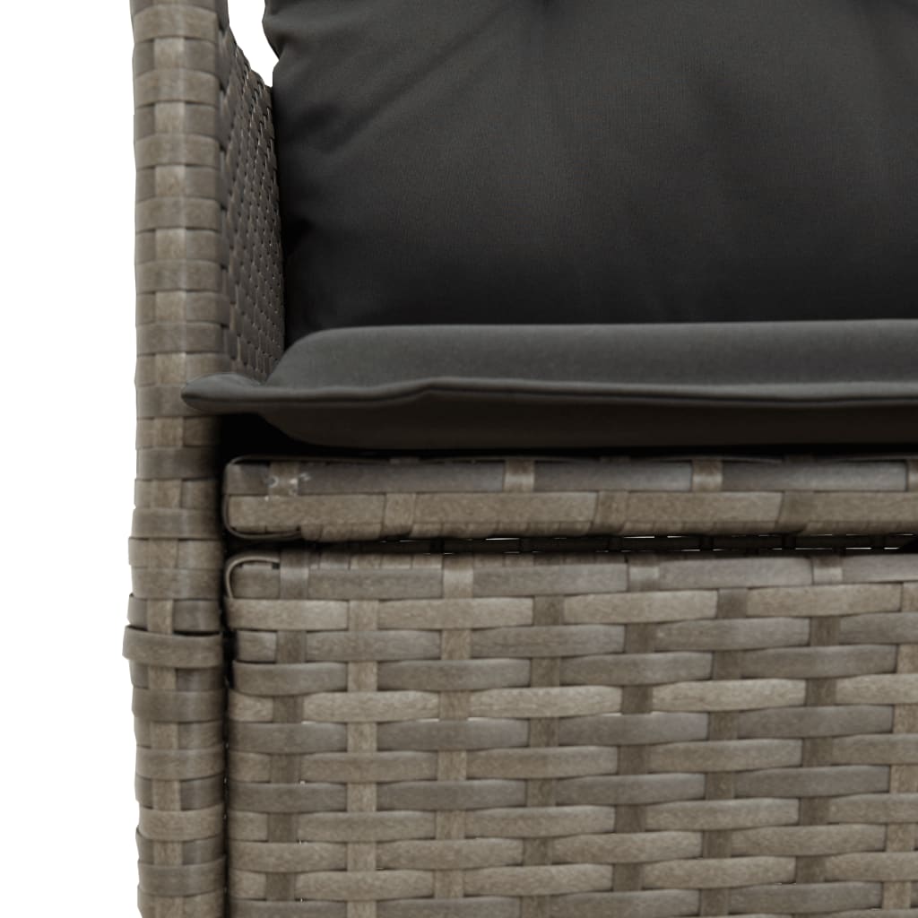 9-delige Bistroset met kussens poly rattan grijs
