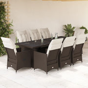 Bistroset 9-delig poly rattan bruin