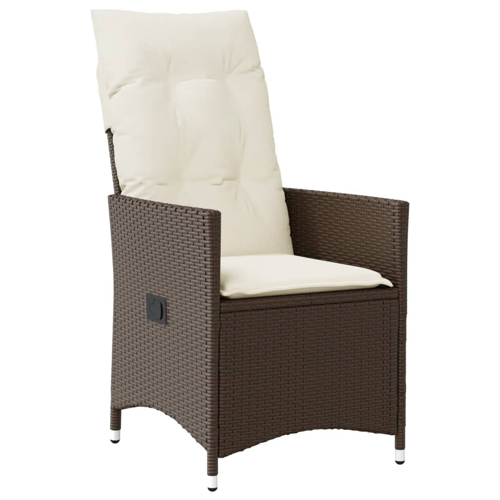 11-delige Bistroset met kussens poly rattan bruin