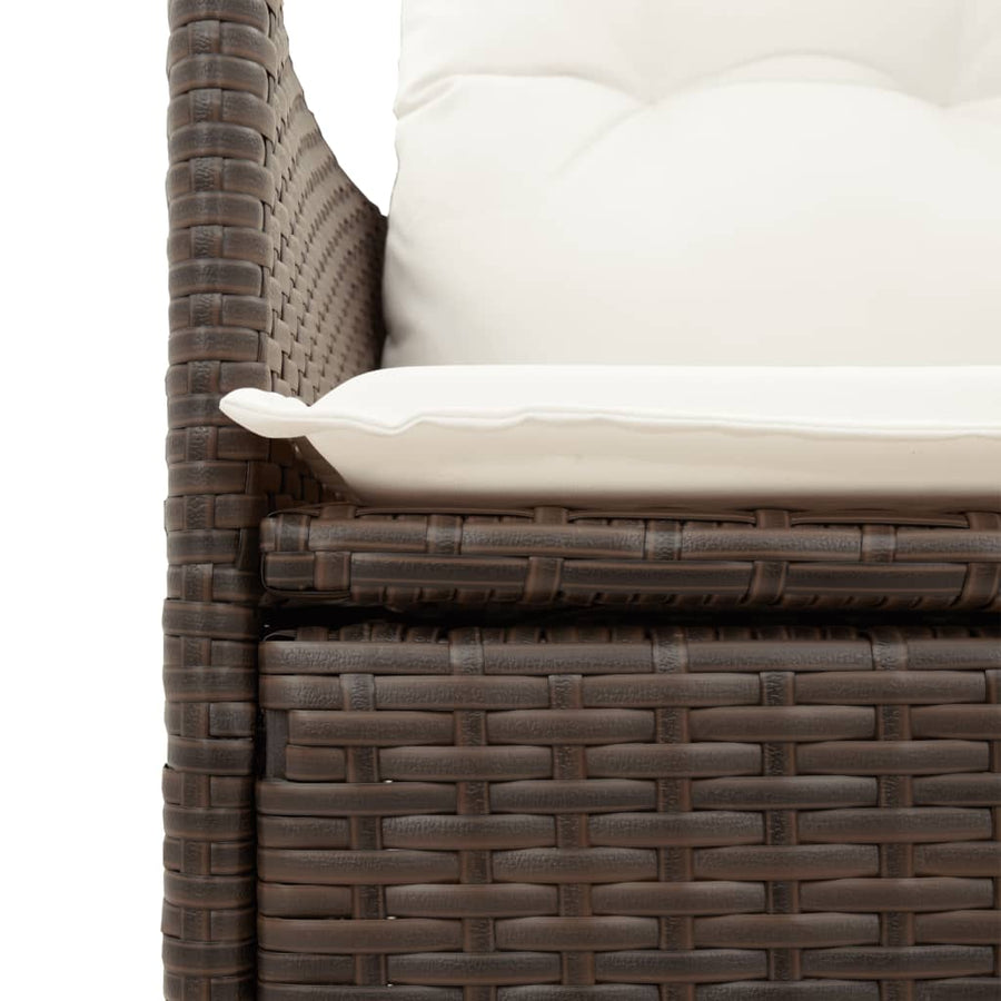11-delige Bistroset met kussens poly rattan bruin