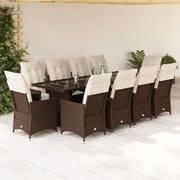 Bistroset 11-delig poly rattan bruin