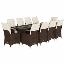 11-delige Bistroset met kussens poly rattan bruin