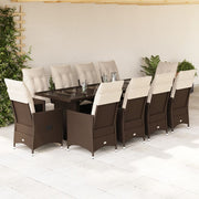 Bistroset 11-delig poly rattan bruin
