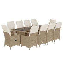 11-delige Bistroset met kussens poly rattan beige