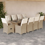 Bistroset 11-delig poly rattan beige