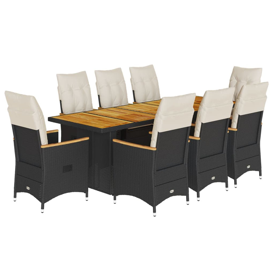 9-Delige Tuinset Met Kussens Poly Rattan Zwart 8
