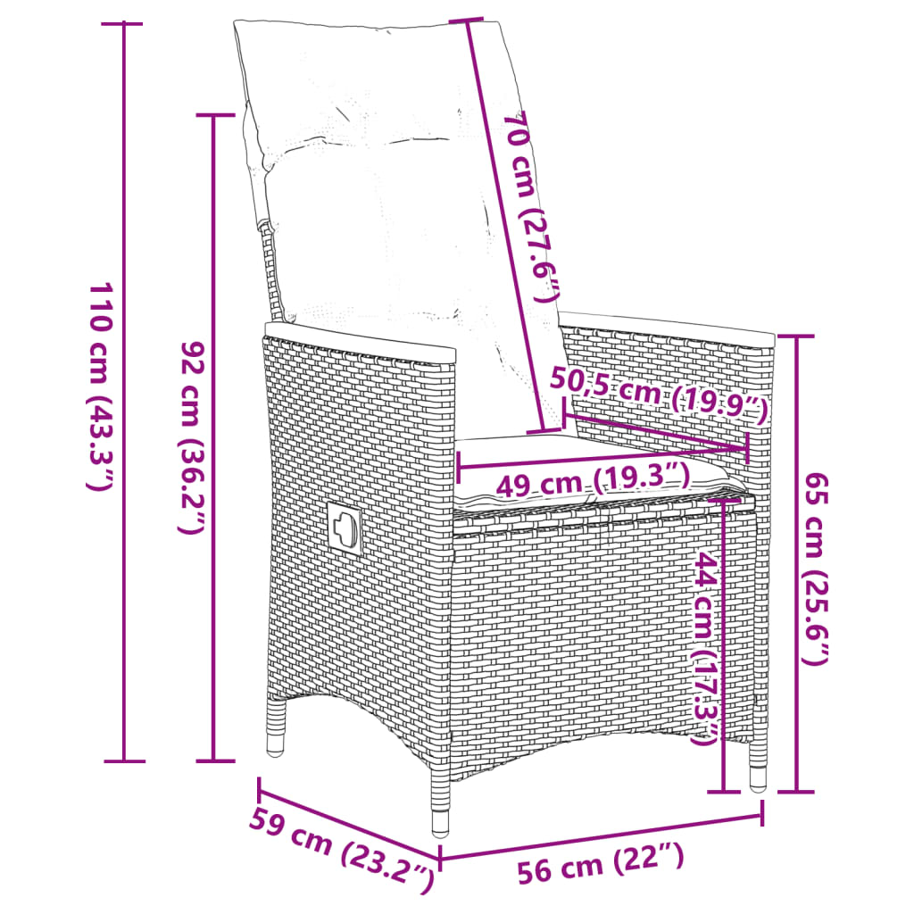 9-Delige Tuinset Met Kussens Poly Rattan Zwart 8