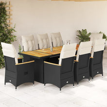 9-Delige Tuinset Met Kussens Poly Rattan Zwart 8