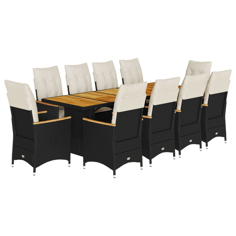 11-Delige Bistroset Met Kussens Poly Rattan Zwart 10