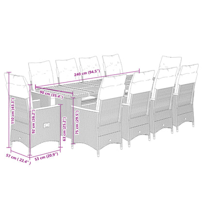 11-Delige Bistroset Met Kussens Poly Rattan Zwart 10