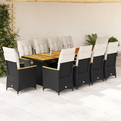 11-Delige Bistroset Met Kussens Poly Rattan Zwart 10