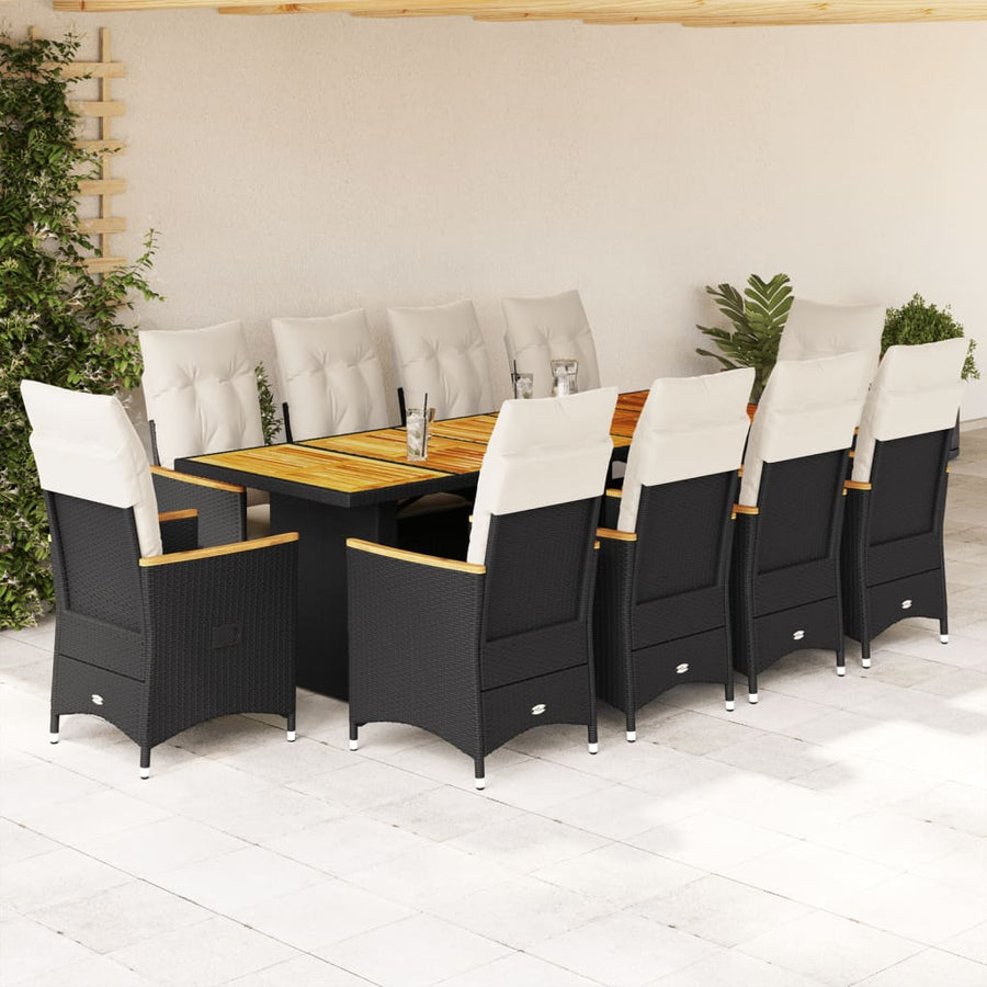 11-Delige Bistroset Met Kussens Poly Rattan Zwart 10