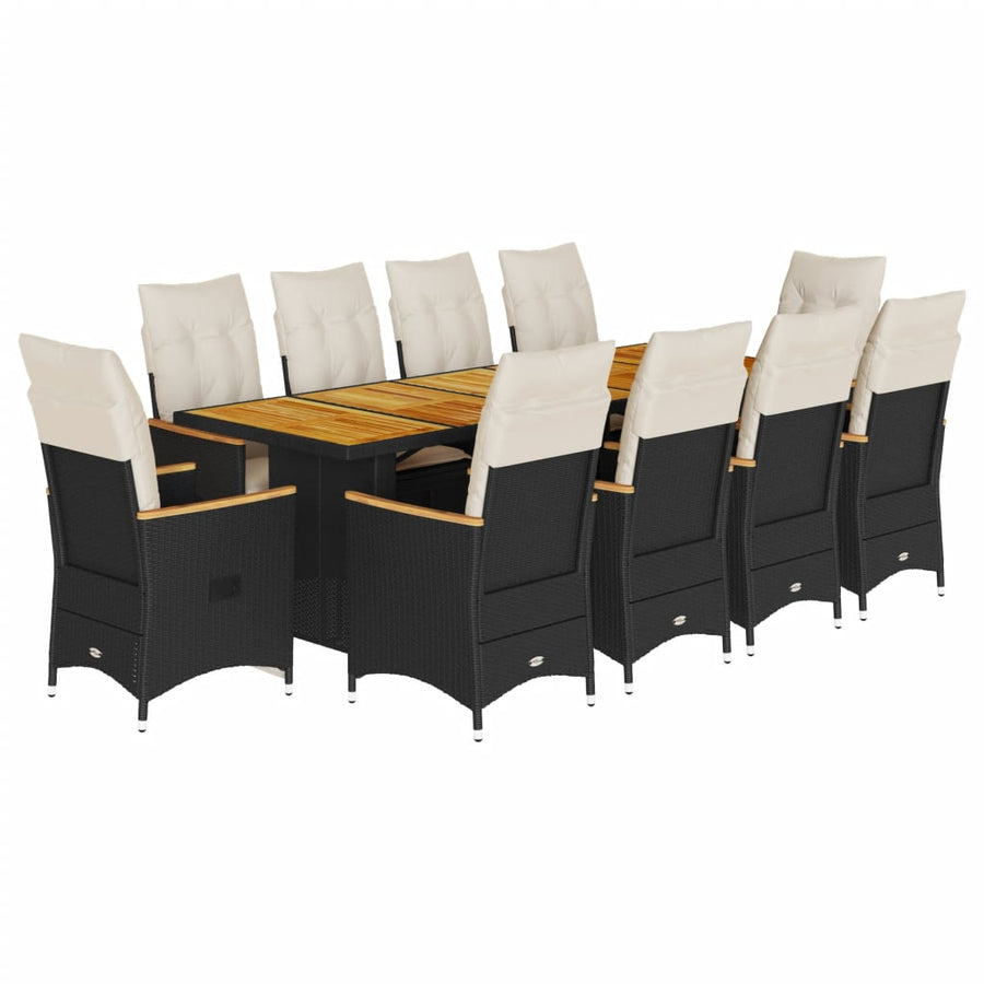11-Delige Bistroset Met Kussens Poly Rattan Zwart 10