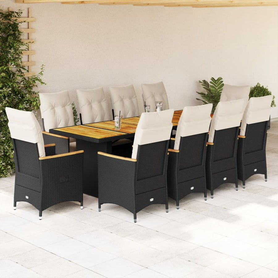 11-Delige Bistroset Met Kussens Poly Rattan Zwart 10
