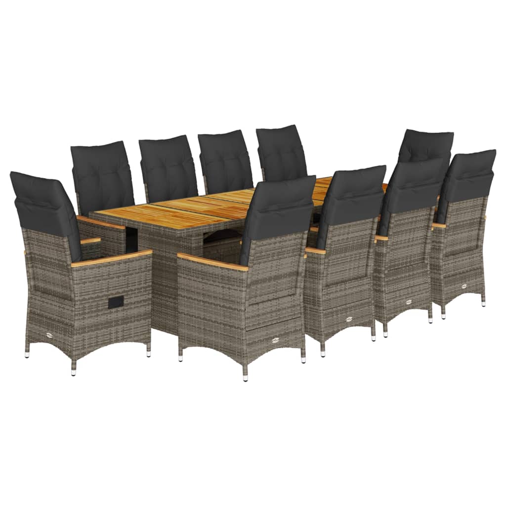11-Delige Bistroset Met Kussens Poly Rattan Grijs 10