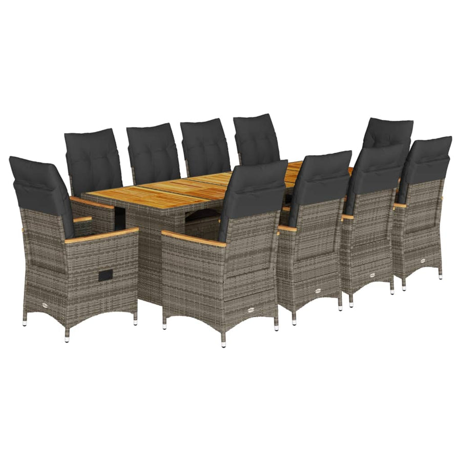 11-Delige Bistroset Met Kussens Poly Rattan Grijs 10