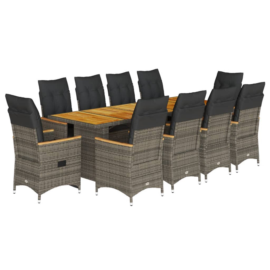 11-Delige Bistroset Met Kussens Poly Rattan Grijs 10