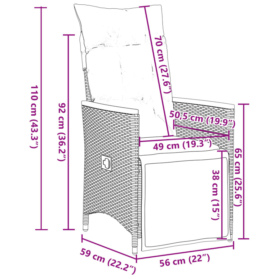 11-Delige Bistroset Met Kussens Poly Rattan Grijs 10