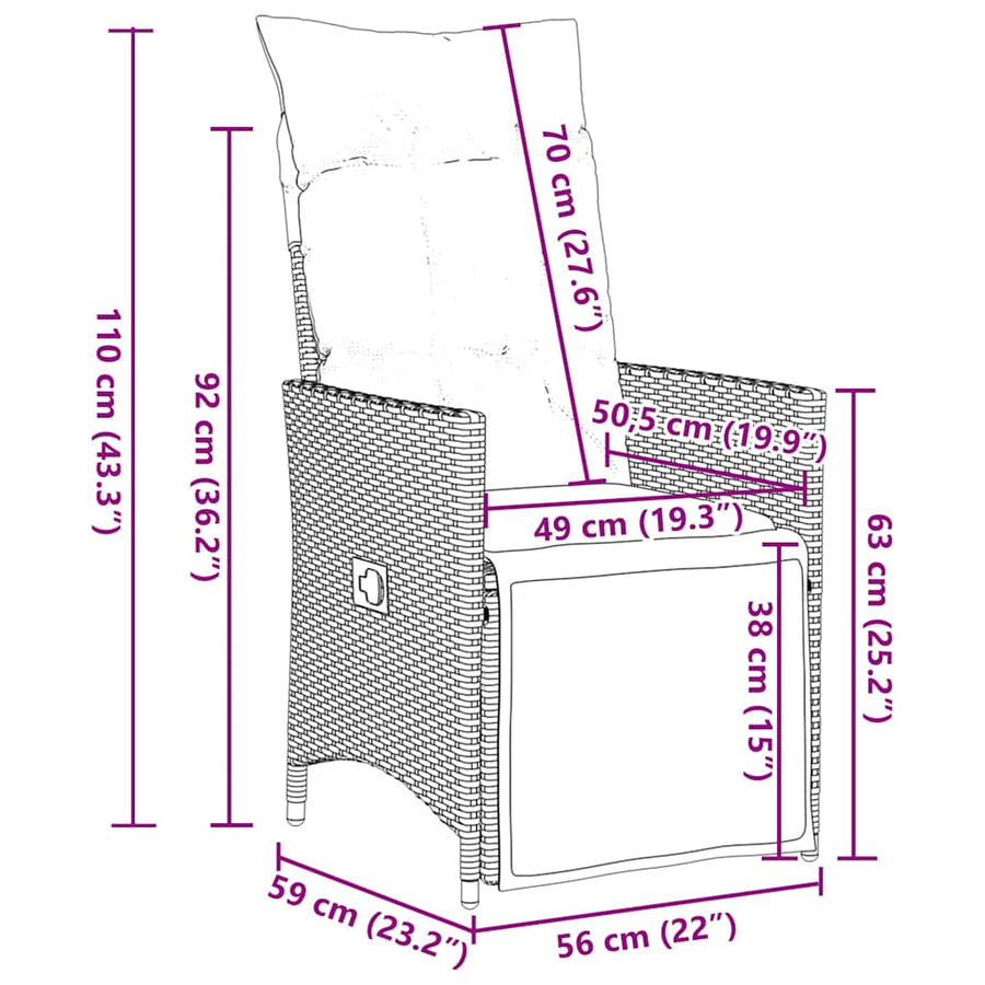 9-Delige Bistroset Met Kussens Poly Rattan 8