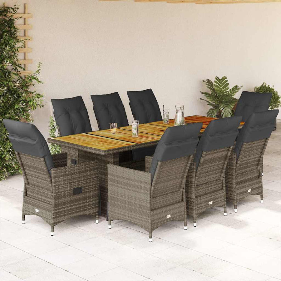 9-Delige Bistroset Met Kussens Poly Rattan 8