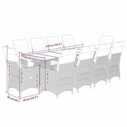 11-Delige Bistroset Met Kussens Poly Rattan 10