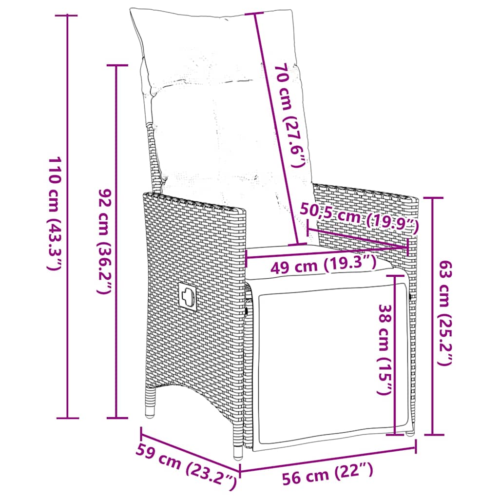 11-Delige Bistroset Met Kussens Poly Rattan 10