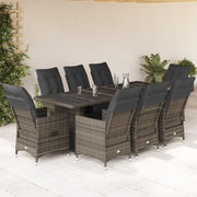 Bistroset 9-delig poly rattan grijs