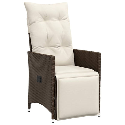 9-delige Bistroset met kussens poly rattan bruin