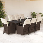 Bistroset 9-delig poly rattan bruin