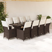 Bistroset 11-delig poly rattan bruin