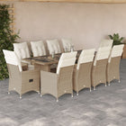 11-delige Bistroset met kussens poly rattan beige