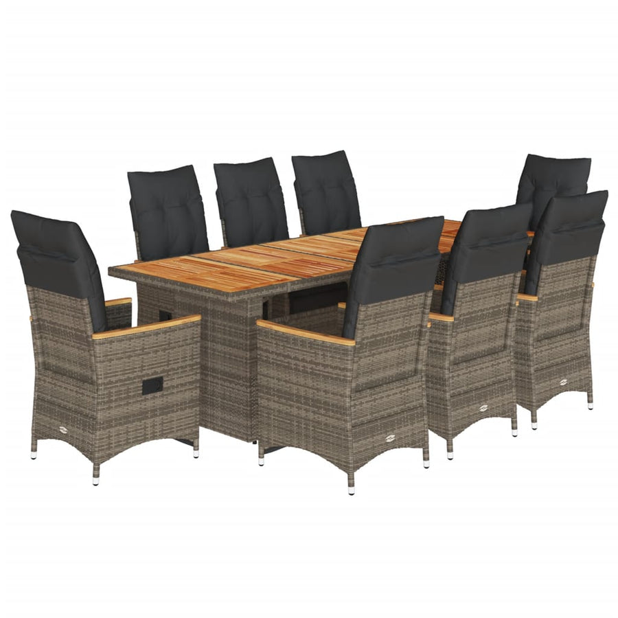 9-Delige Bistroset Met Kussens Poly Rattan 8