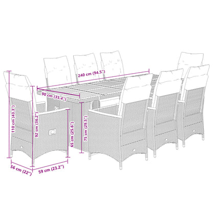 9-Delige Bistroset Met Kussens Poly Rattan 8