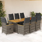 9-delige Bistroset met kussens poly rattan grijs