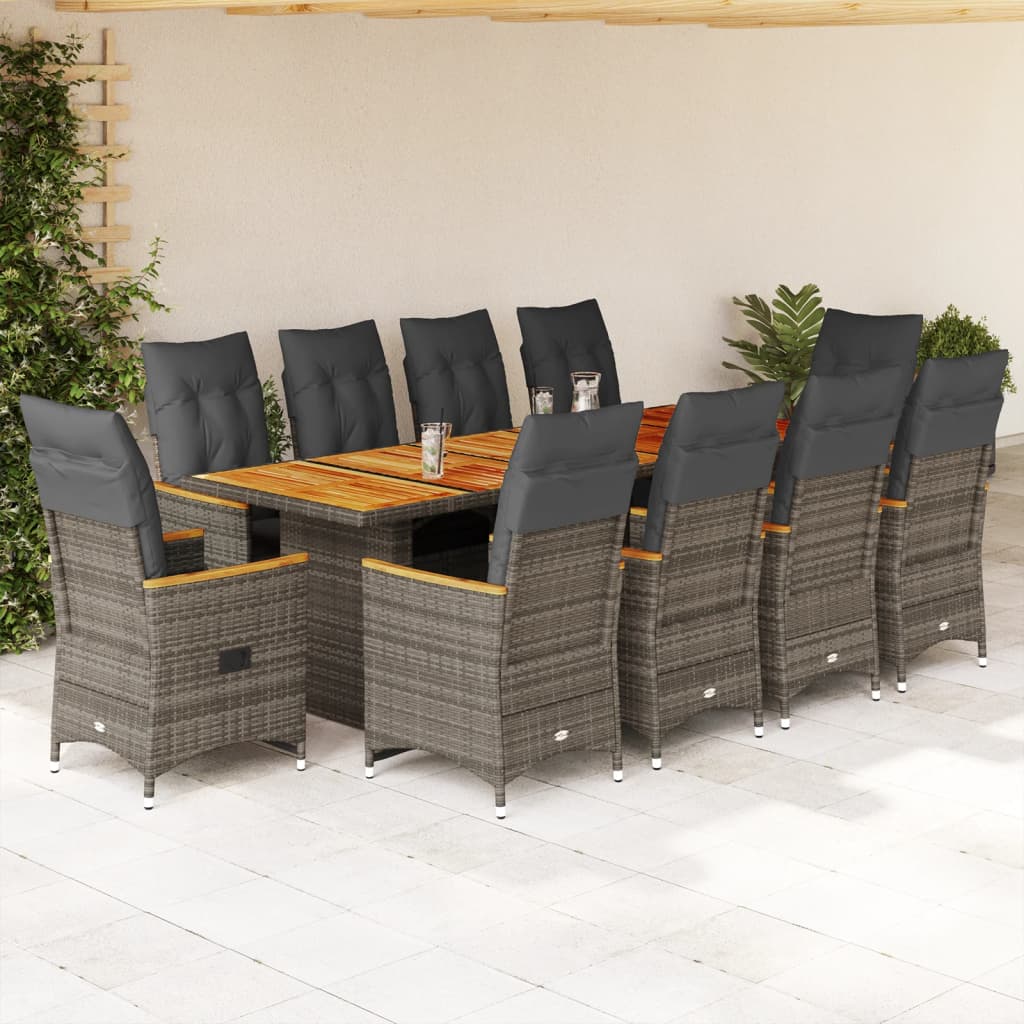 11-Delige Bistroset Met Kussens Poly Rattan 10