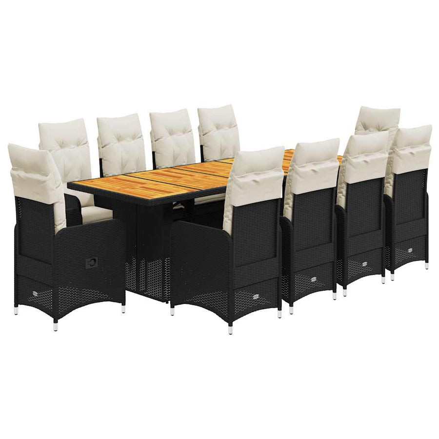 11-Delige Bistroset Met Kussens Poly Rattan Zwart 10