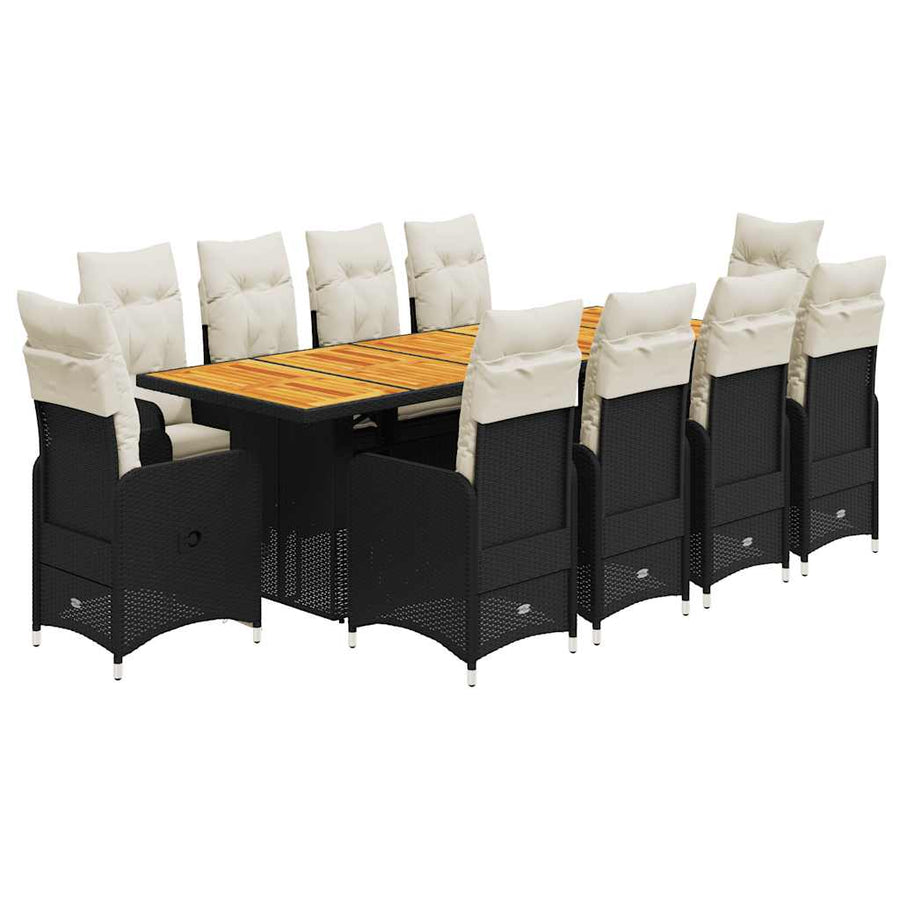 11-Delige Bistroset Met Kussens Poly Rattan Zwart 10